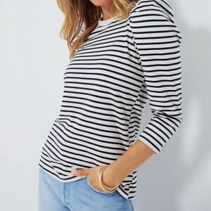 Pomander Place striped puff sleeve tee